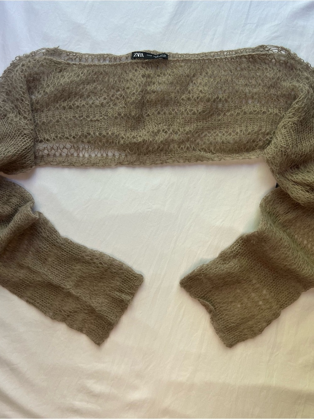 Zara Open-Mesh Pointelle Knit Shrug Bolero
